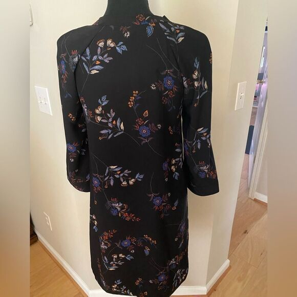 H&M Womens Black/Blue Floral Bohemian Loose/Relaxed Fit Dress, size 4, Retro - Picture 6 of 15